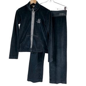 ZENsei 2 Piece Yoga/Lounge Wear Velvet Tracksuit Zip Up Jacket Pants sz …